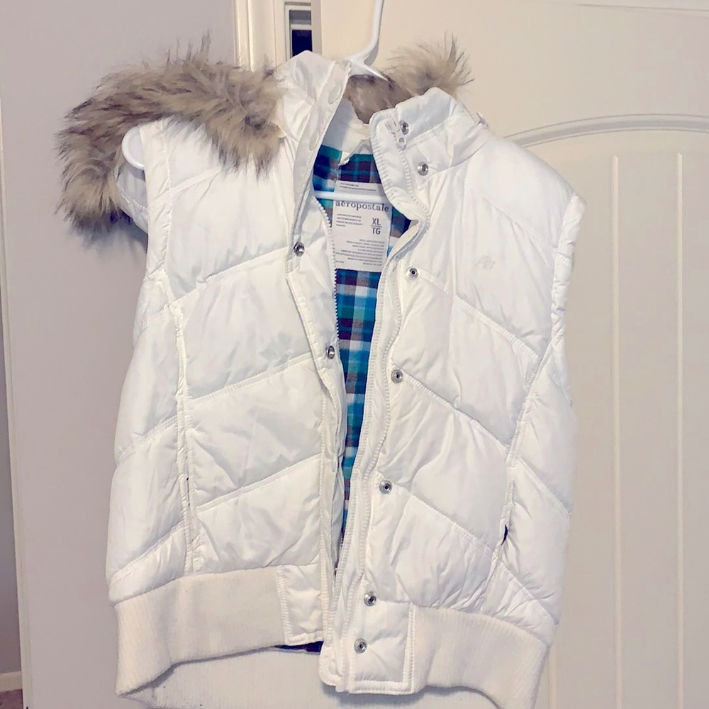 Aeropostale-Fur Lined Hooded Vest-Junior XL